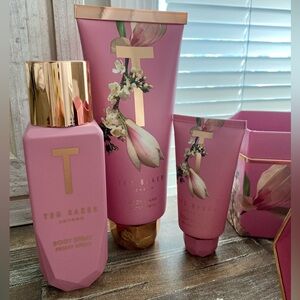 NWT & Box: Ted Baker Peony Delight Set Full Size Body Wash, Spray, and Lotion